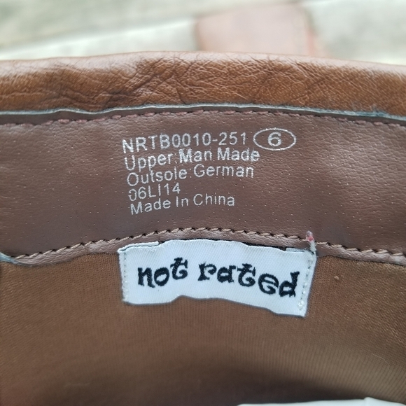 Y2k Not Rated Brown Faux Vegan Leather Exposed Zipper Stud Rhinestone Tall Boots - Picture 10 of 10